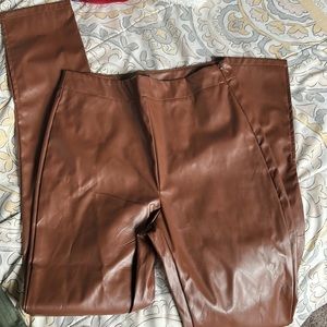 Brown faux leather pants